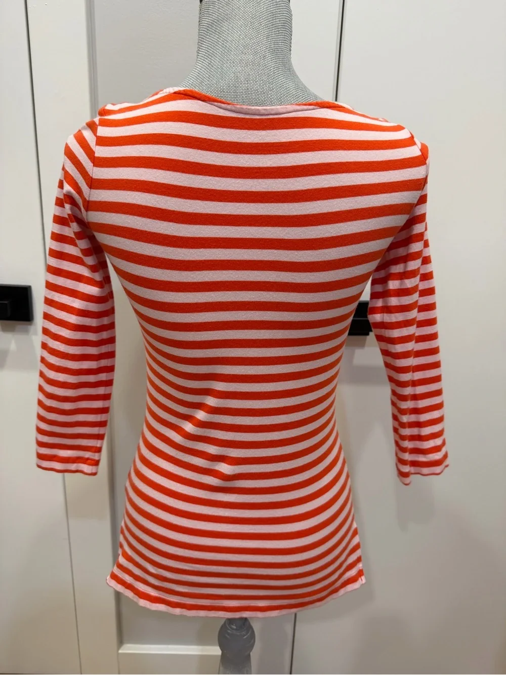 kate spade Orange and White Striped Boatneck Top with Bow Accent
